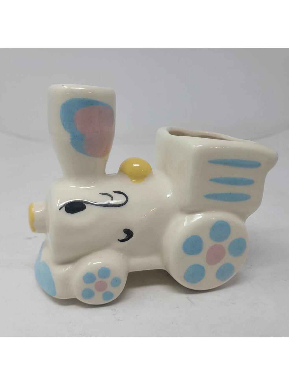 Vintage California Pottery Ceramic Train Locomotive Choo Choo Planter Figurine